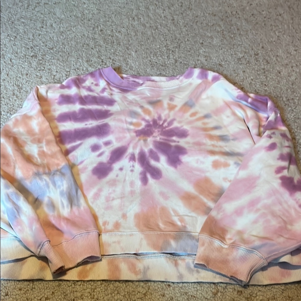 American Eagle Outfitters Pink and Purple Tie-Dye Top